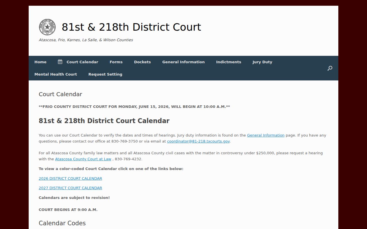 La Salle County court dates on the 81st and 218th calendar page