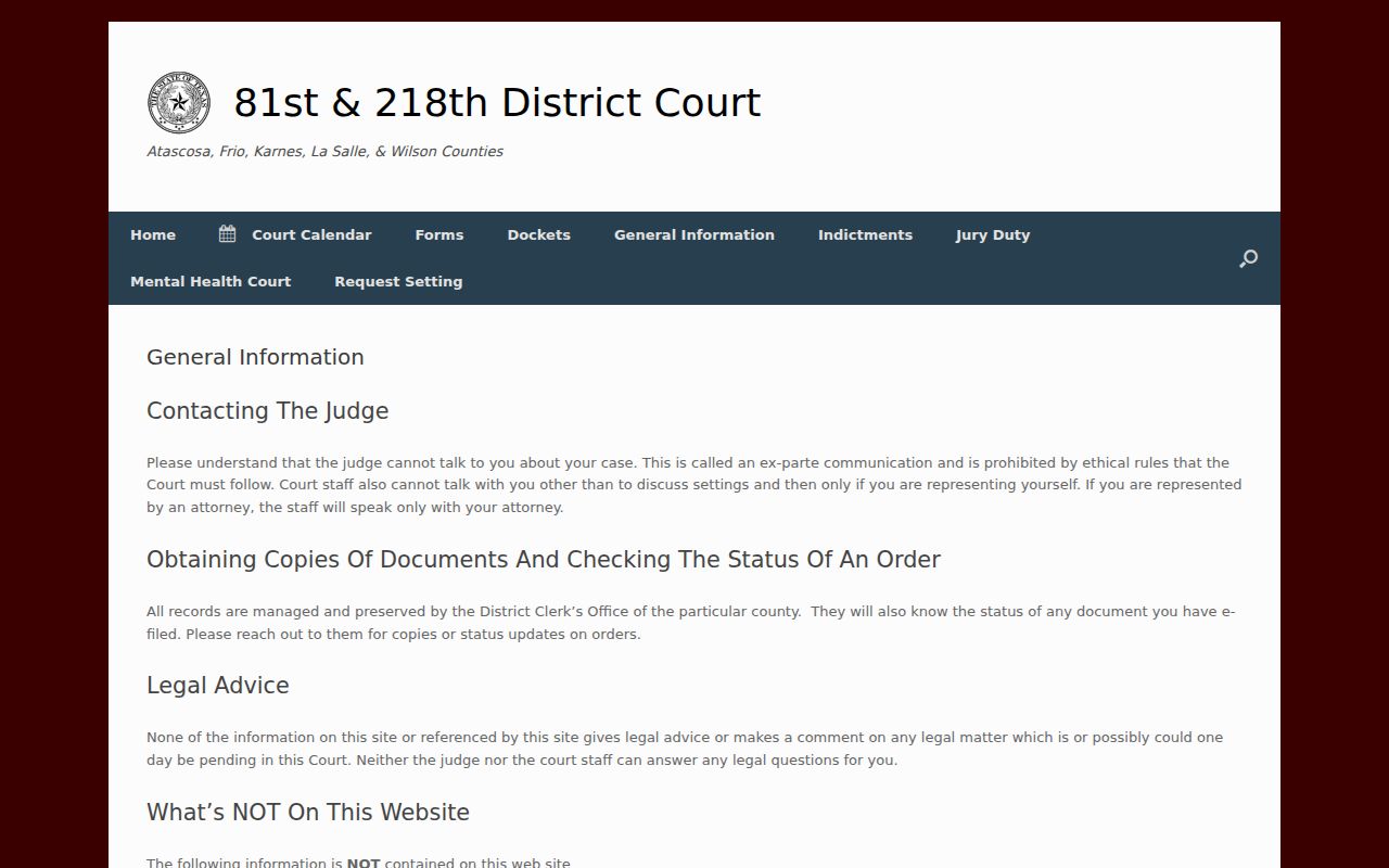 81st and 218th district courts records information